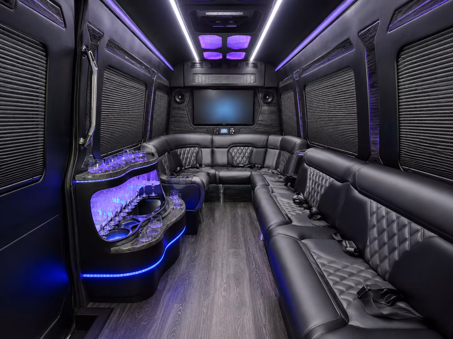 lakewood 30 passenger party bus inside